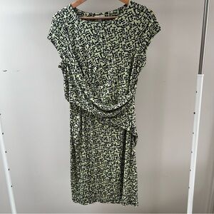 A Pea in the Pod Lime and Black Midi Dress